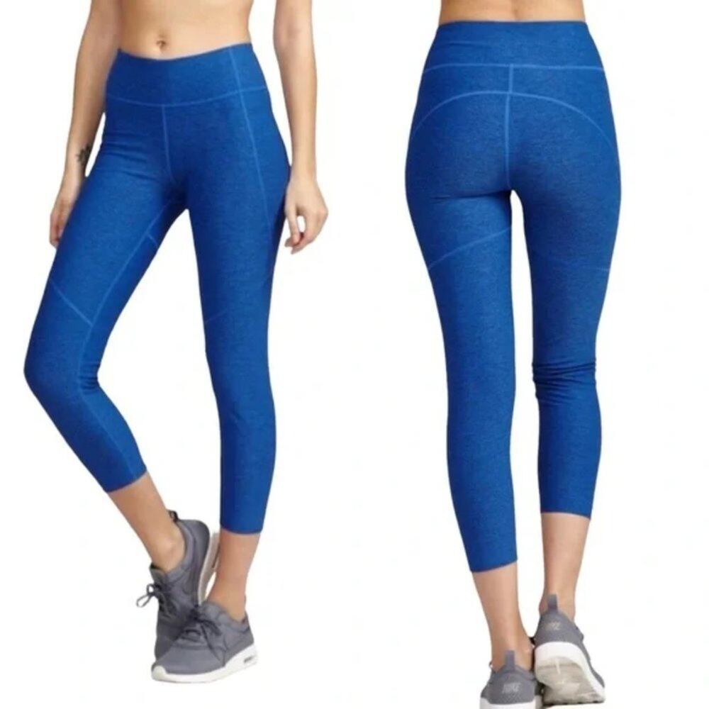 Outdoor Voices Warm Up 3/4 Leggings Womens M Deep Blue Sea Yoga Pants